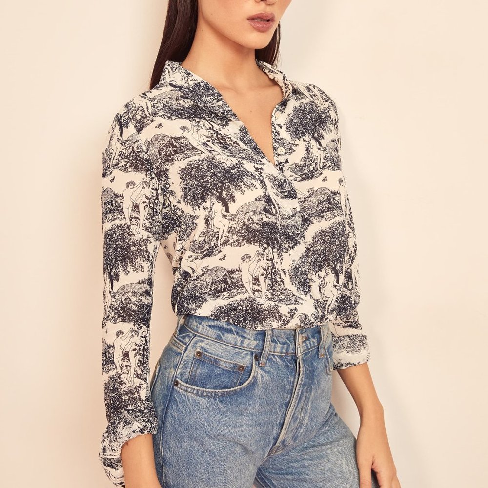 Reformation Violet collared button down top blouse wonderland NWT XS unworn